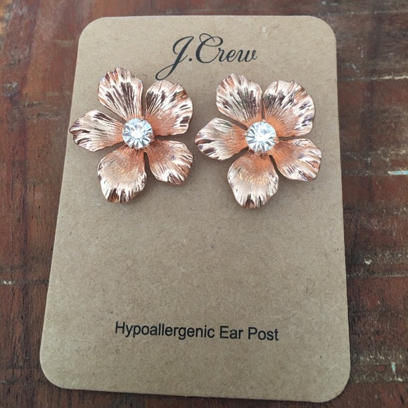 J. Crew Jewelry - NWT J crew Rose Gold Flower Earrings